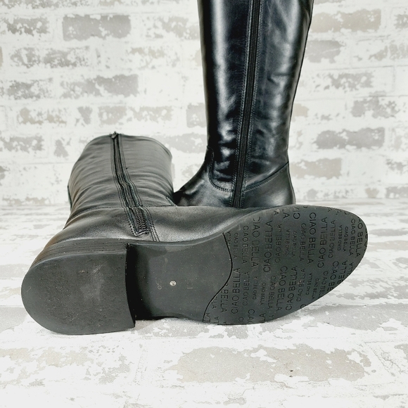 Ciao Bella Black Leather Slip On Buckle Calf Tall Riding Boots W112 - Picture 6 of 11